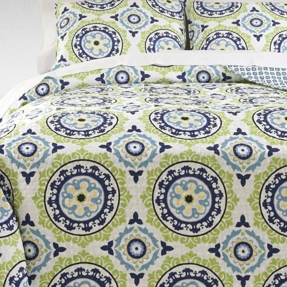 Danesha 2 Piece Twin Coverlet Set Blue Green